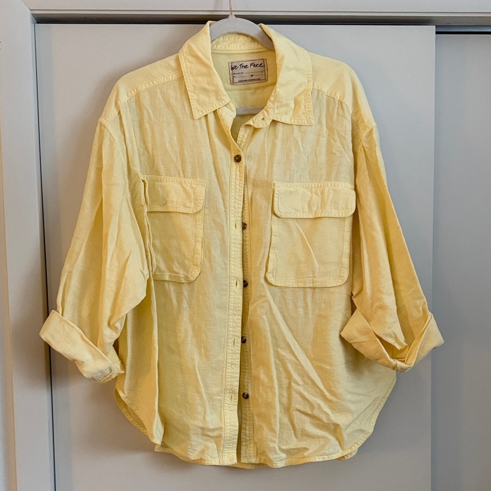We The Free Light Yellow Button-Down Shirt